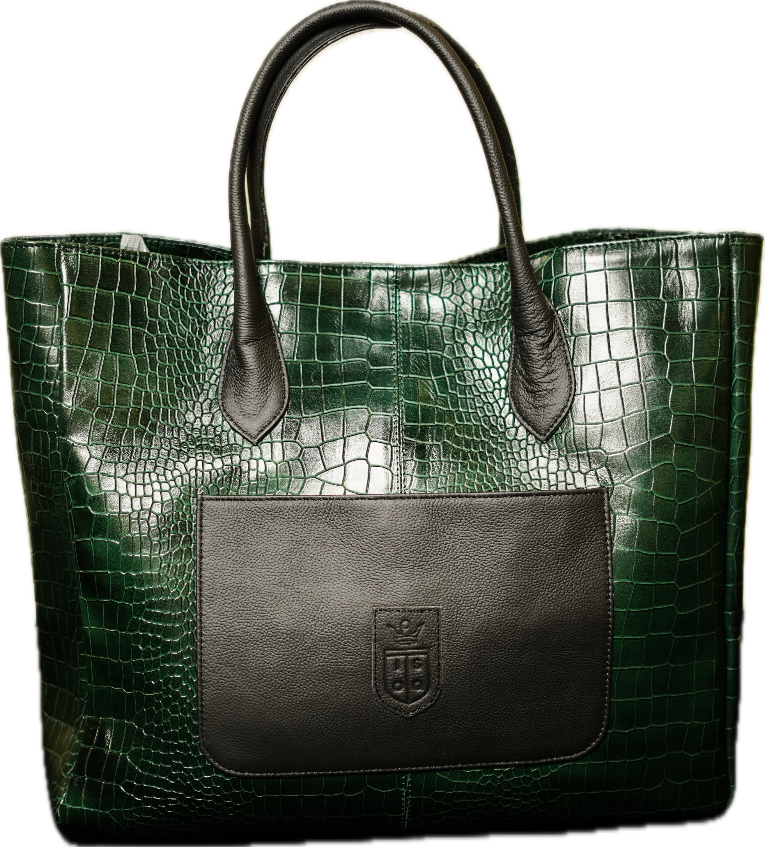 ISOQ Croc Tote Bag Green & Black