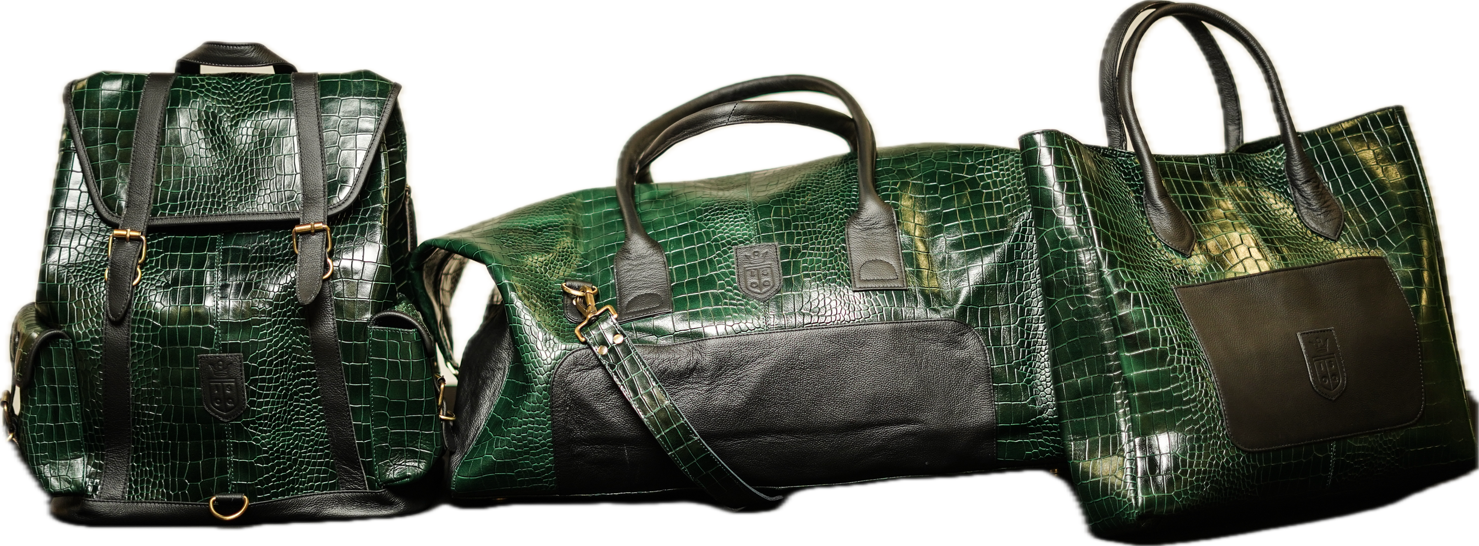ISOQ Croc Tote Bag Green & Black