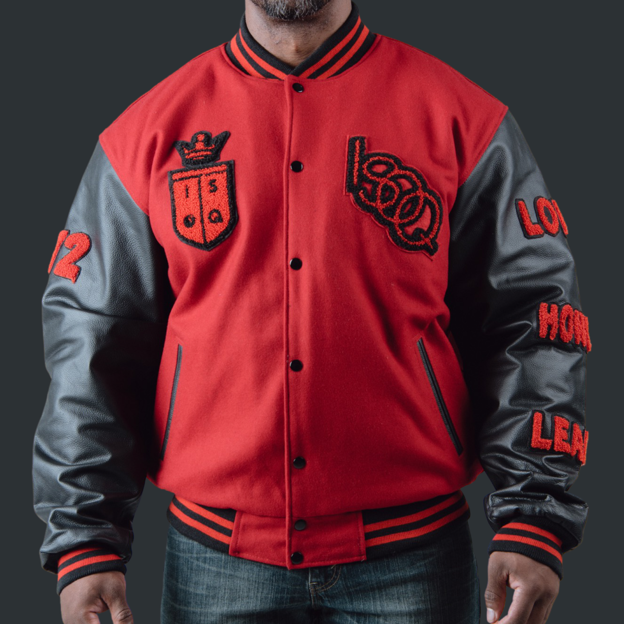 ISOQ VARSITY JACKET Red Black