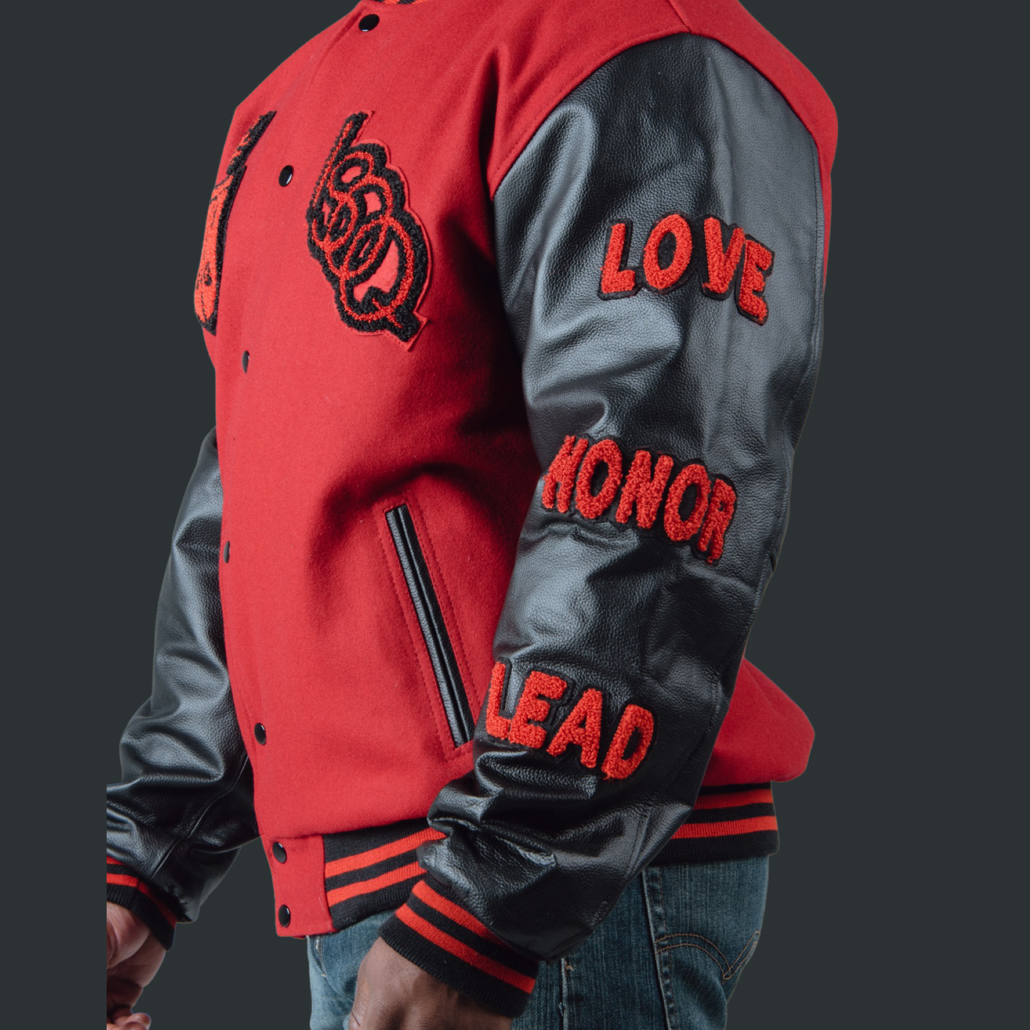 ISOQ VARSITY JACKET Red Black